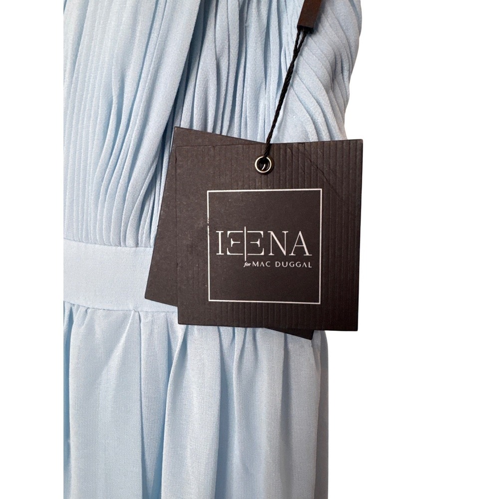 IEENA Mac Duggal Powder Blue Pleated Chiffon V-Neck Maxi Gown 55321 POB Size 8 - Picture 4 of 9